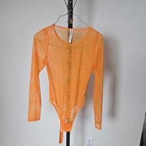 Anthropologie Orange Lace Detail Top